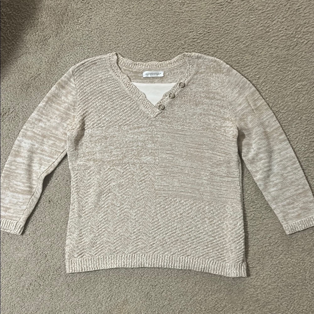 Christopher & Banks Cream V-Neck Sweater
